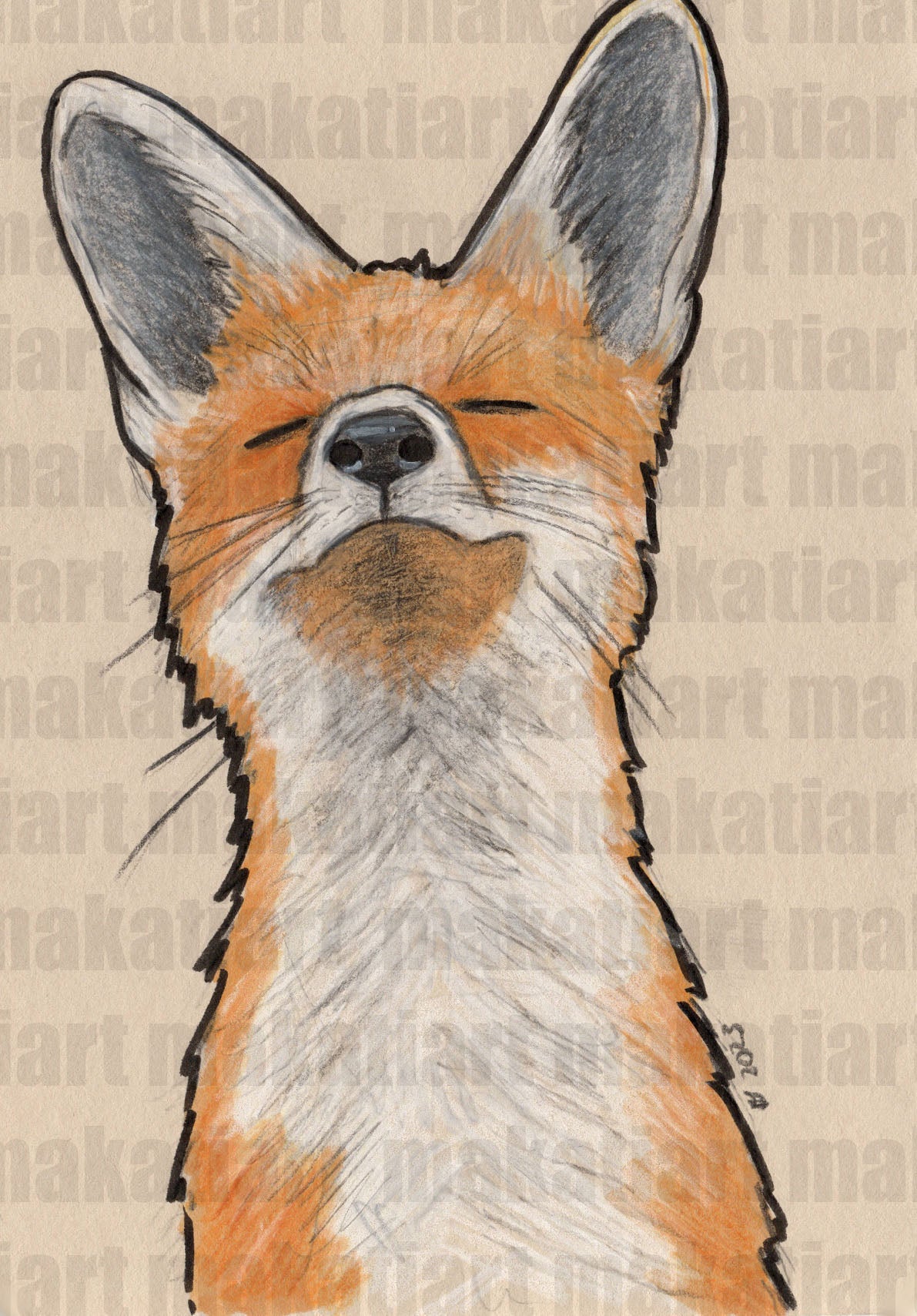 Bunststiftzeichnung Fuchs